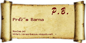 Prém Barna névjegykártya